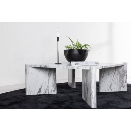 Rogaland Sofabord 100x100cm - Hvid Marmorlook