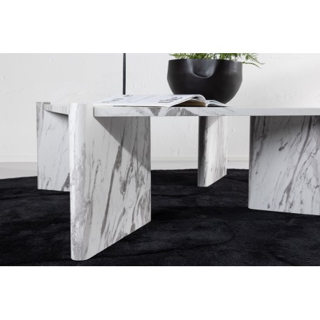 Rogaland Sofabord 100x100cm - Hvid Marmorlook