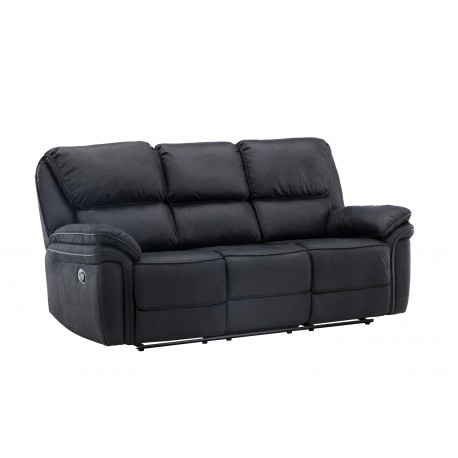 Christopher Recliner Sofa - Sort Ruskindsblød mikrofiber