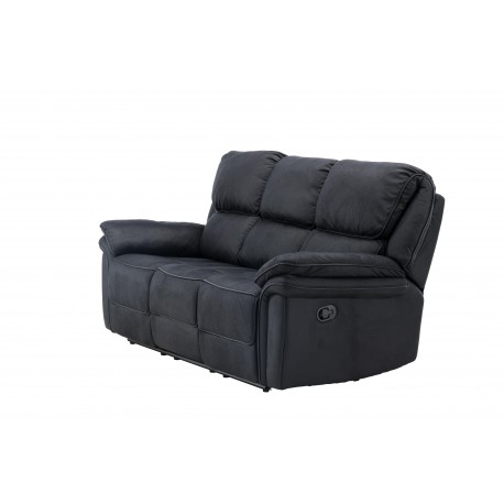 Christopher Recliner Sofa - Sort Ruskindsblød mikrofiber