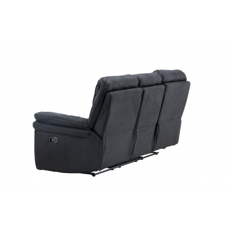 Christopher Recliner Sofa - Sort Ruskindsblød mikrofiber