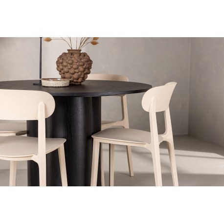 Olivia Rund Spisebordssæt - Beige og Sort
