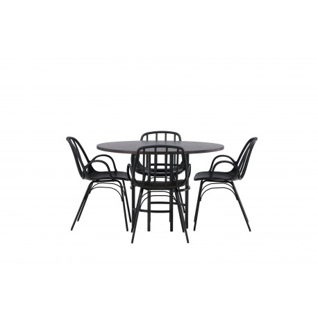 Rundt Spisebordssæt København med Dyron stole - Sort og Mocca