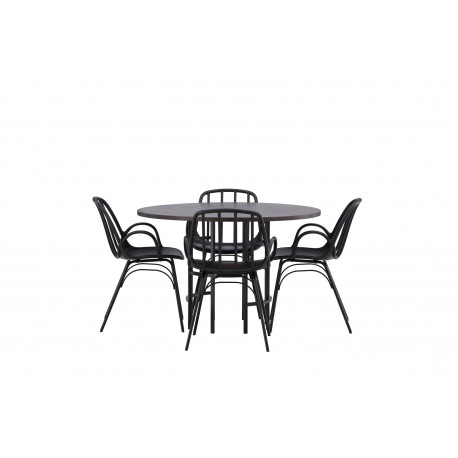 Rundt Spisebordssæt København med Dyron stole - Sort og Mocca