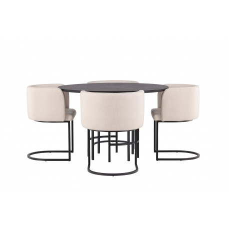 Copenhagen Rundt Spisebordssæt - Beige og Sort
