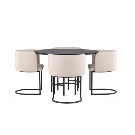 Copenhagen Rundt Spisebordssæt - Beige og Sort