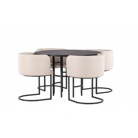 Copenhagen Rundt Spisebordssæt - Beige og Sort