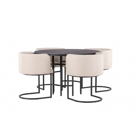 Copenhagen Rundt Spisebordssæt - Beige og Sort