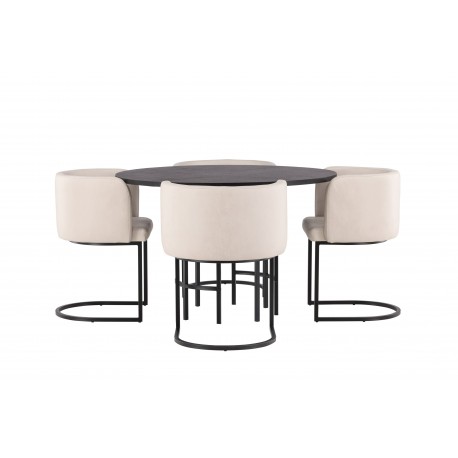 Copenhagen Rundt Spisebordssæt - Beige og Sort