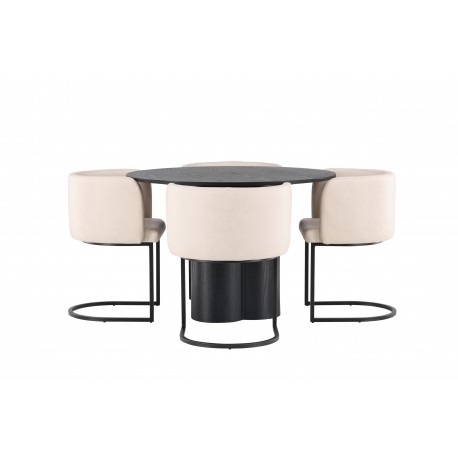 Olivia Rund Spisebordssæt - Beige og Sort