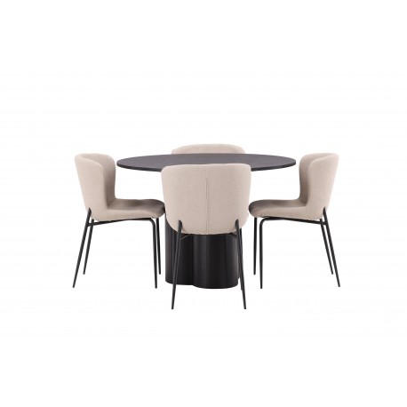 Olivia Rund Spisebordssæt - Sort og Mørkegrå