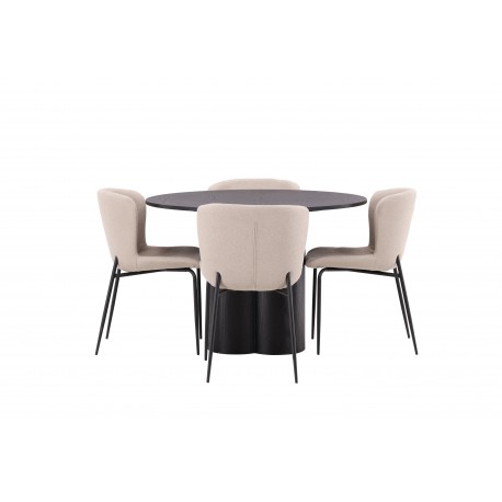 Olivia Rund Spisebordssæt - Sort og Mørkegrå