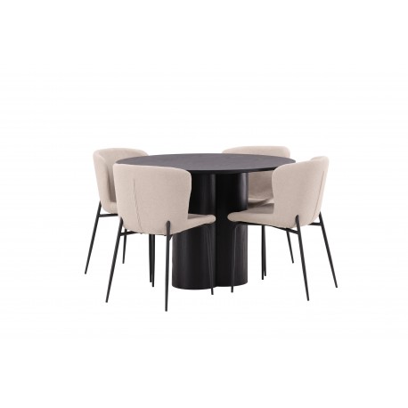Olivia Rund Spisebordssæt - Sort og Mørkegrå