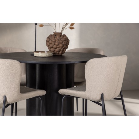 Olivia Rund Spisebordssæt - Sort og Mørkegrå