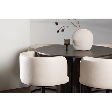 Olivia Rund Spisebordssæt - Beige og Mocca