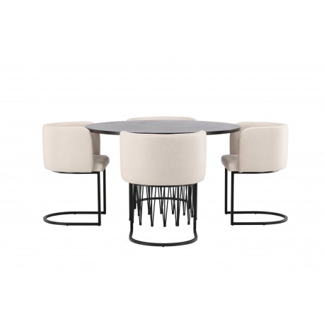 Spisebordssæt Stone med stole Simrishamn - Beige og Mocca