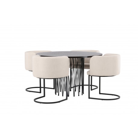 Spisebordssæt Stone med stole Simrishamn - Beige og Mocca