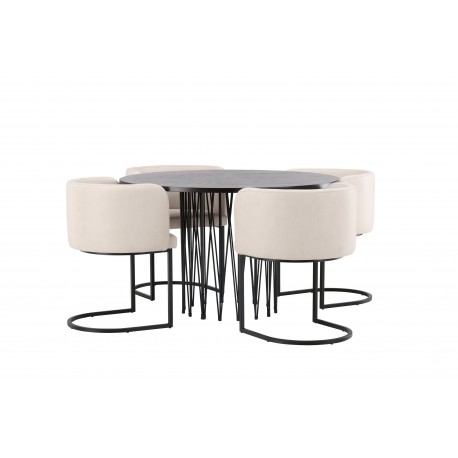 Spisebordssæt Stone med stole Simrishamn - Beige og Mocca