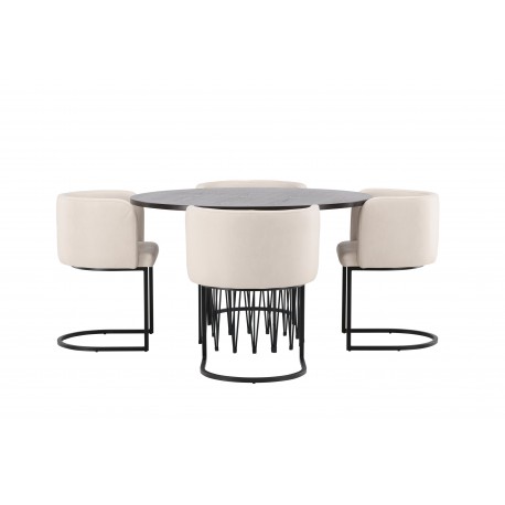 Spisebordssæt Stone med stole Simrishamn - Beige og Mocca