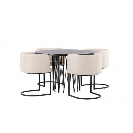 Spisebordssæt Stone med stole Simrishamn - Beige og Mocca