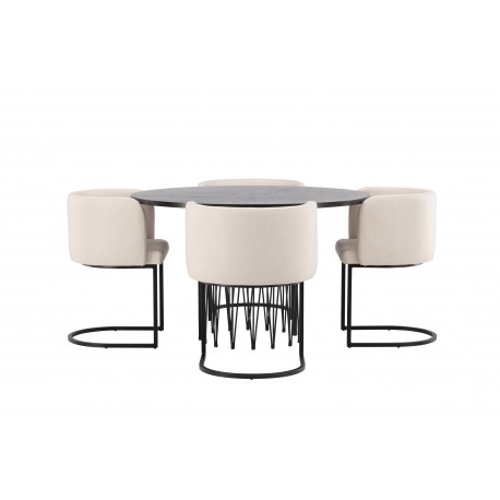 Spisebordssæt Stone med stole Simrishamn - Beige og Mocca