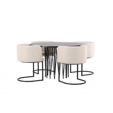 Spisebordssæt Stone med stole Simrishamn - Beige og Mocca