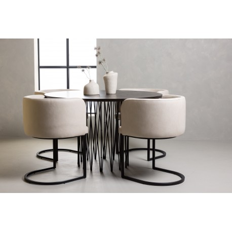 Spisebordssæt Stone med stole Simrishamn - Beige og Mocca