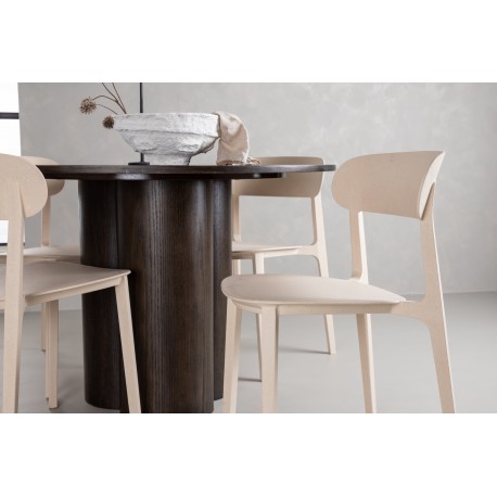 Olivia Rund Spisebordssæt - Beige og Mocca