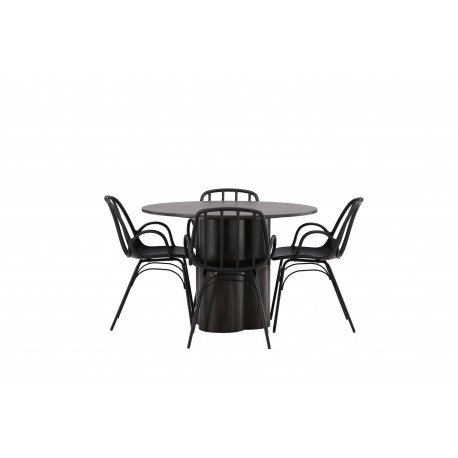 Rundt Spisebordssæt Olivia med stole Dyron - Sort og Mocca