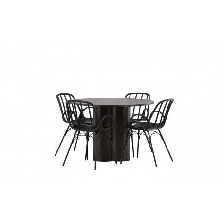 Rundt Spisebordssæt Olivia med stole Dyron - Sort og Mocca