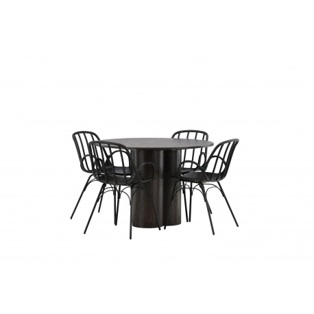 Rundt Spisebordssæt Olivia med stole Dyron - Sort og Mocca