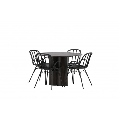 Rundt Spisebordssæt Olivia med stole Dyron - Sort og Mocca