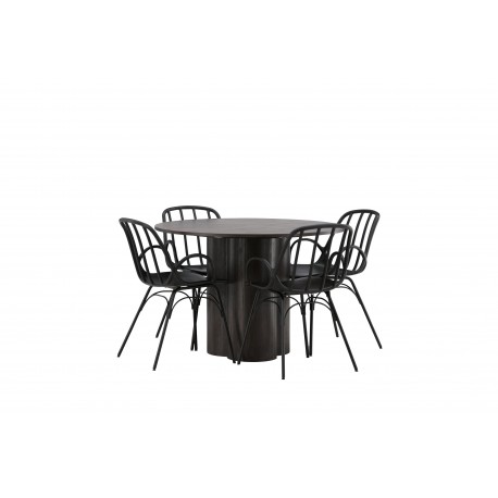 Rundt Spisebordssæt Olivia med stole Dyron - Sort og Mocca