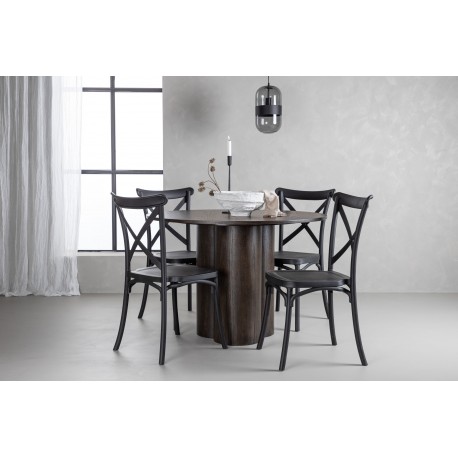 Olivia Rund Spisebordssæt - Sort og Mocca