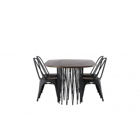 Spisebordssæt Stone med Tempe stole - Sort og Mocca