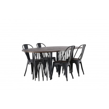 Spisebordssæt Stone med Tempe stole - Sort og Mocca