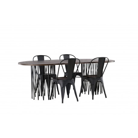 Spisebordssæt Stone med Tempe stole - Sort og Mocca