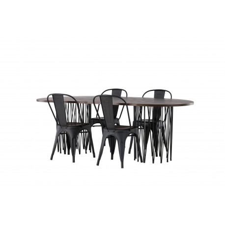 Spisebordssæt Stone med Tempe stole - Sort og Mocca