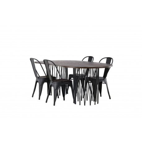 Spisebordssæt Stone med Tempe stole - Sort og Mocca