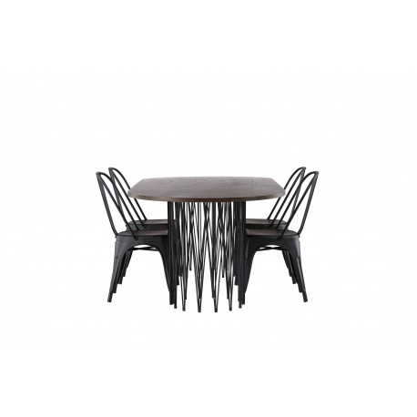 Spisebordssæt Stone med Tempe stole - Sort og Mocca