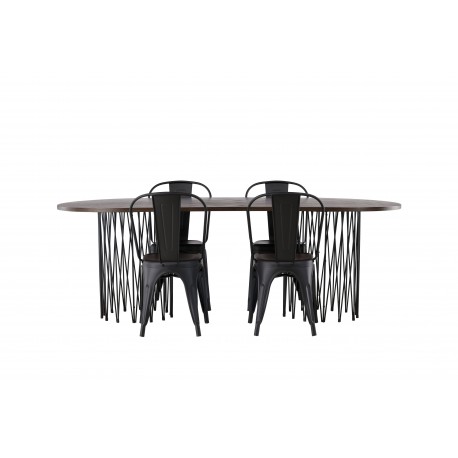 Spisebordssæt Stone med Tempe stole - Sort og Mocca