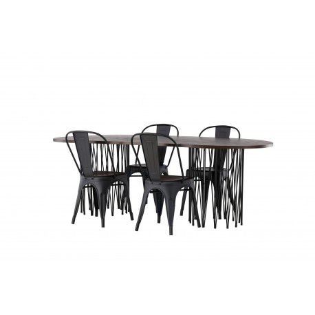 Spisebordssæt Stone med Tempe stole - Sort og Mocca