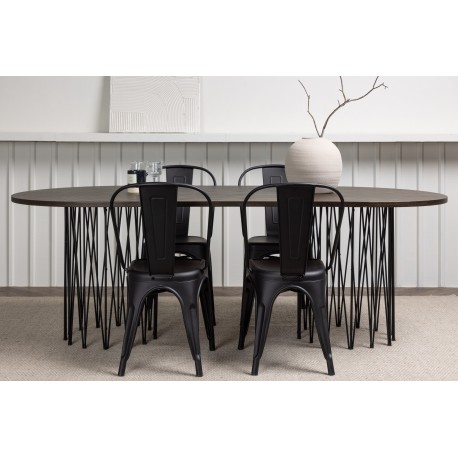 Spisebordssæt Stone med Tempe stole - Sort og Mocca