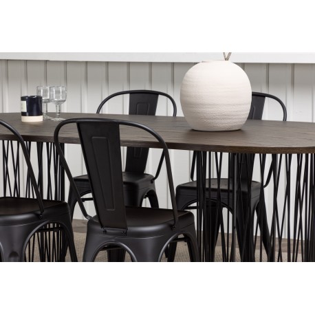 Spisebordssæt Stone med Tempe stole - Sort og Mocca