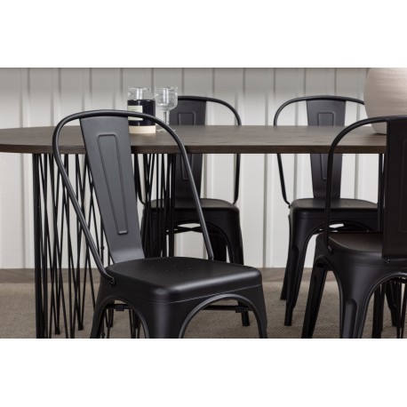 Spisebordssæt Stone med Tempe stole - Sort og Mocca