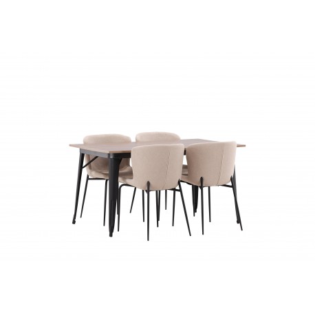 Tempe Spisebordssæt - Beige og Valnød