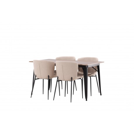Tempe Spisebordssæt - Beige og Valnød
