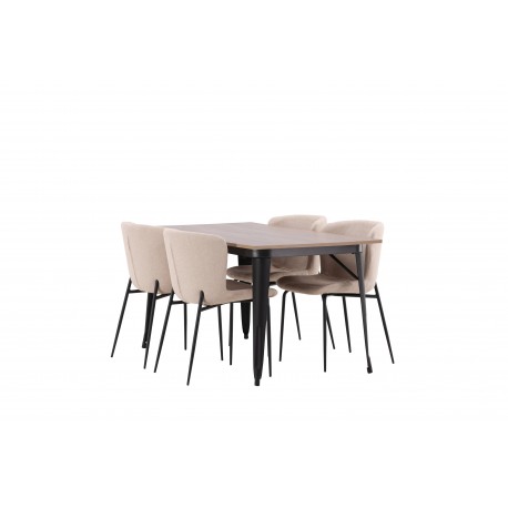 Tempe Spisebordssæt - Beige og Valnød