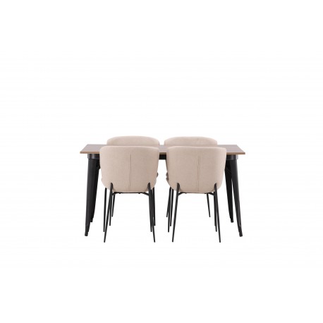Tempe Spisebordssæt - Beige og Valnød