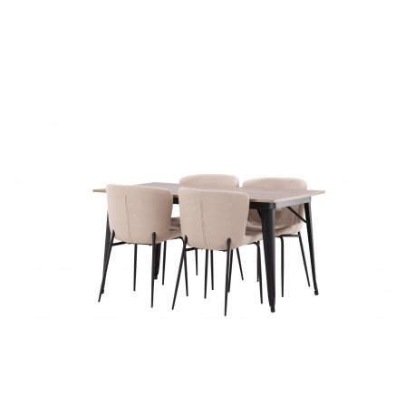 Tempe Spisebordssæt - Beige og Valnød